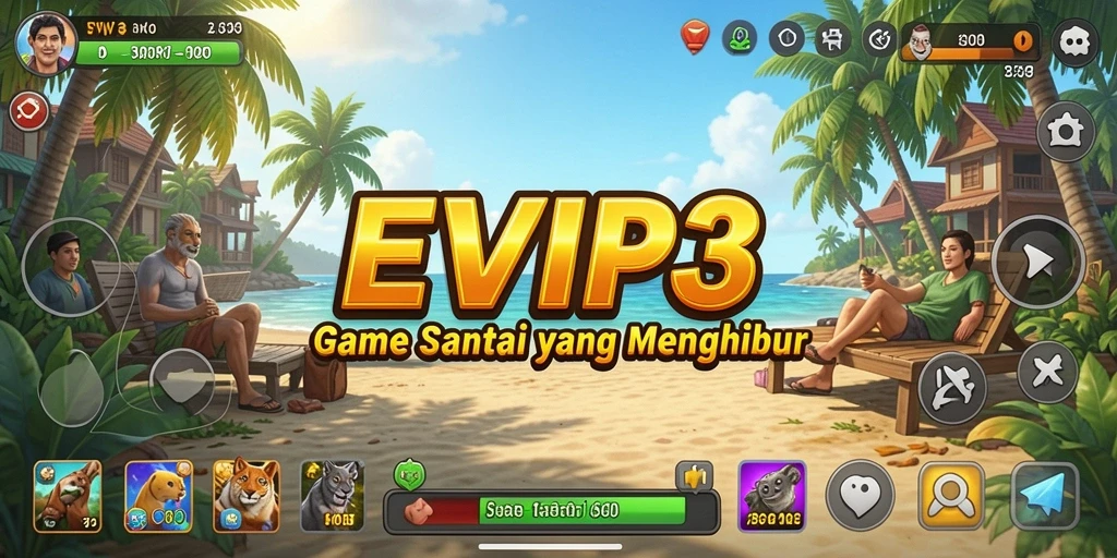 Screenshot utama EVIP3 menampilkan gameplay santai yang menarik.