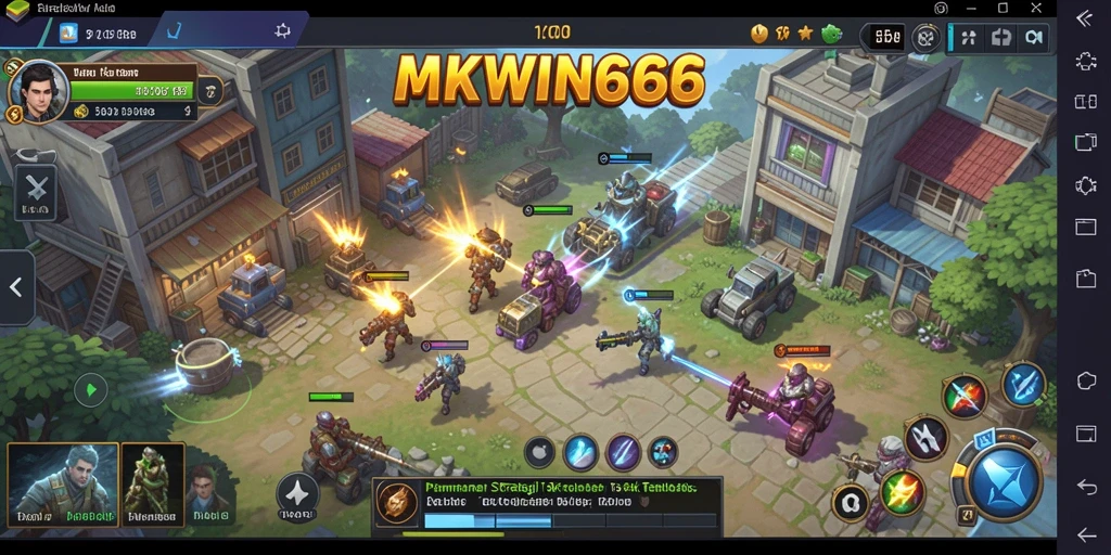 Tangkapan layar utama gameplay MKWIN666 dengan karakter unik dan pertempuran strategis.