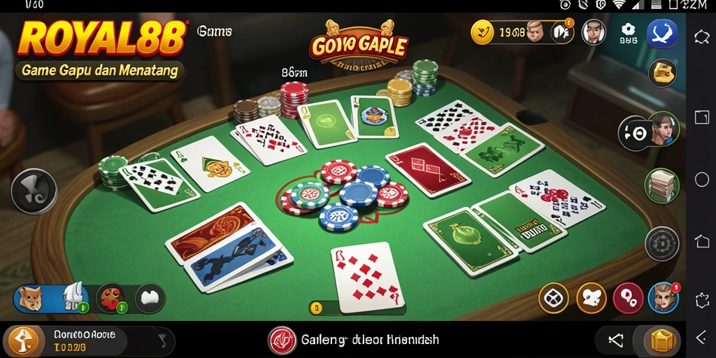 Tampilan gameplay seru dari ROYAL88 yang menampilkan kartu Gaple.
