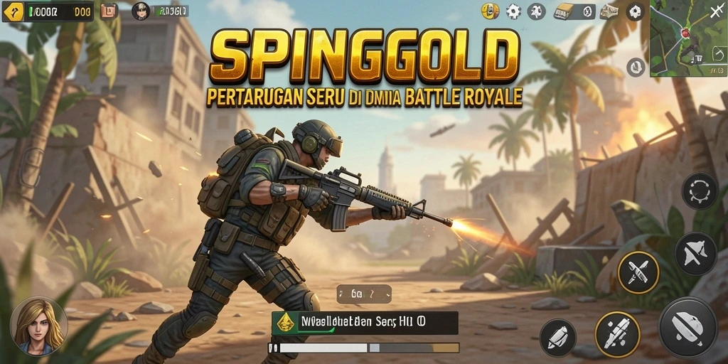 Screenshot SPINGOLD menampilkan intensitas pertempuran di mode Battle Royale.