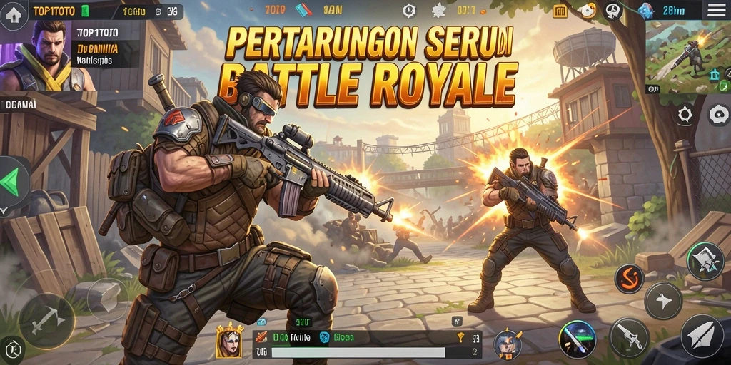 Tampilan gameplay seru dalam arena Battle Royale TOP1TOTO.